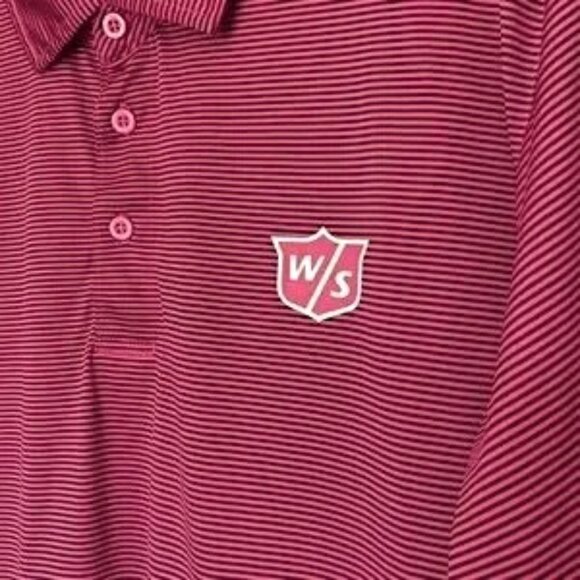 Wilson Staff Pin Stripe Polo Golf Shirt Red and Black Large NWOT - Picture 5 of 9